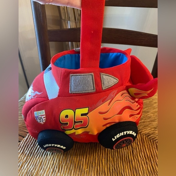 Disney Pixer Cars Lightning McQueen Plush Easter Basket Halloween pail bucket - Picture 3 of 11